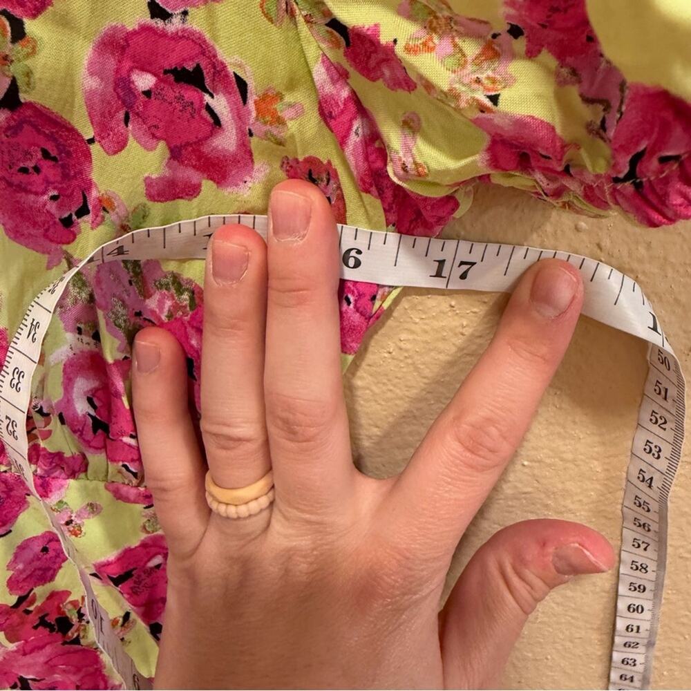 Zara Green Pink Floral V Neck Sexy Maxi Dress Medium - Picture 9 of 11